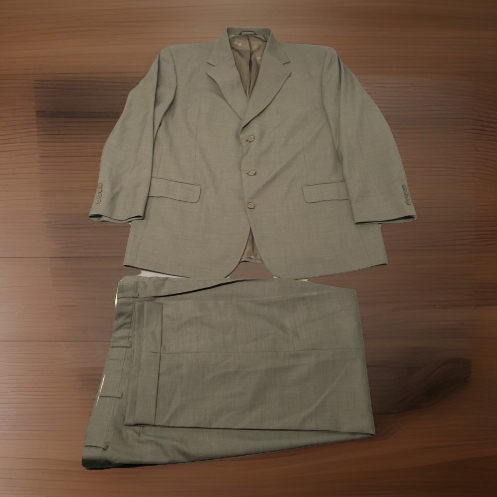 Stafford Men's‎ Suit 44R Gray Wool 37x29 Pleated Pants 2 Button 2 Piece Business